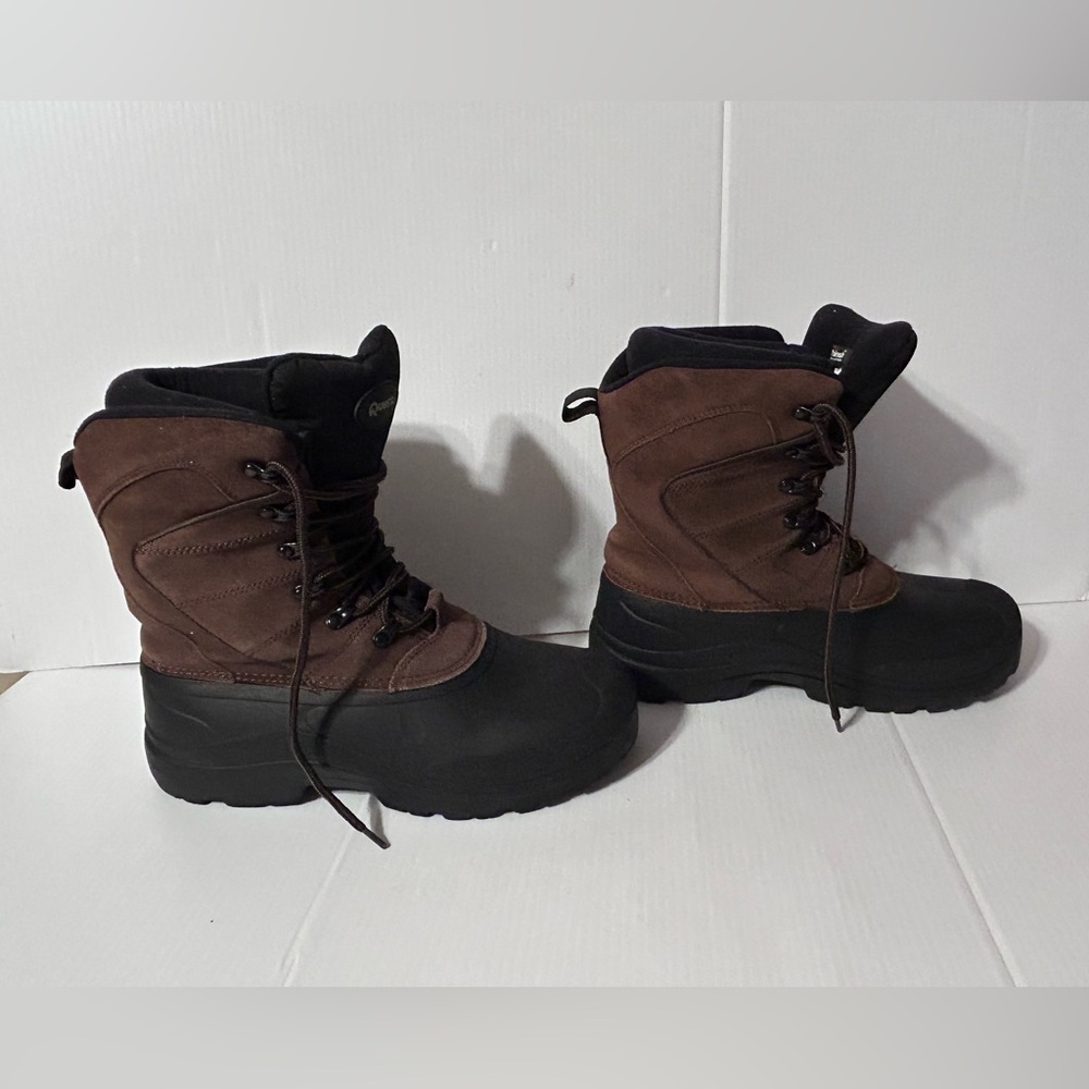 Quest Pac Thinsulate insulation brown leather winter snow boots men size 10